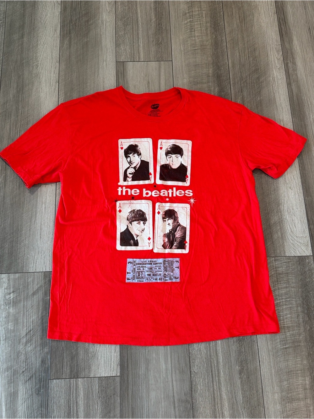 The Beatles Red Short Sleeve Graphic Tee - Playing Card Portraits